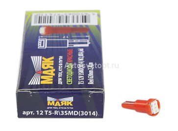 Светодиод 12v t5 3 smd red "маяк" (3014) в Нижнем Тагиле