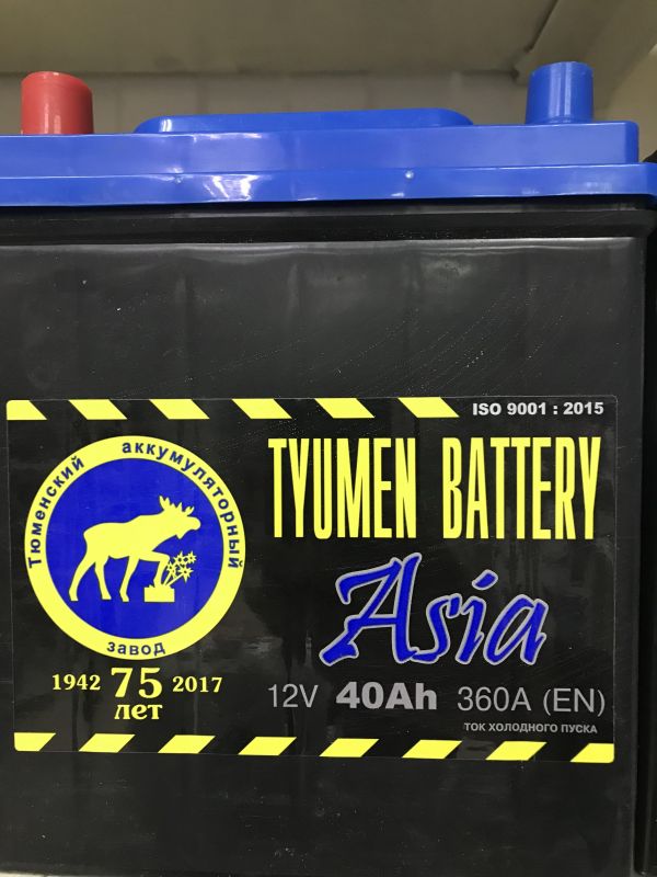 Аккумулятор "тюмень" 40 а/ч о.п. 6ct-40l азия